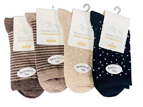 Women's Cotton Crew Socks - Striped & Polka Dot Dress Socks for Women | Soft Mid-Calf Casual Socks for All-Day Comfort & Stylish Look | Perfect for Office, Daily Wear & Fashion Outfits