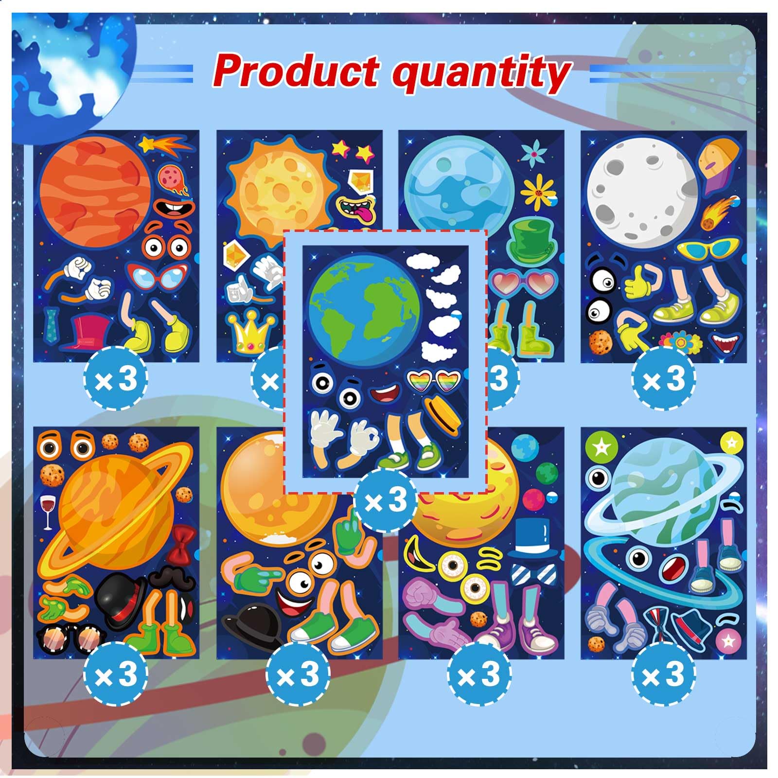 27 Sheets DIY Space Planet Stickers for Kids - Easy Peel & Stick Solar System Stickers, 9 Planets Educational Sticker Set for Birthday Party Favors, Classroom Activities & Room Decor