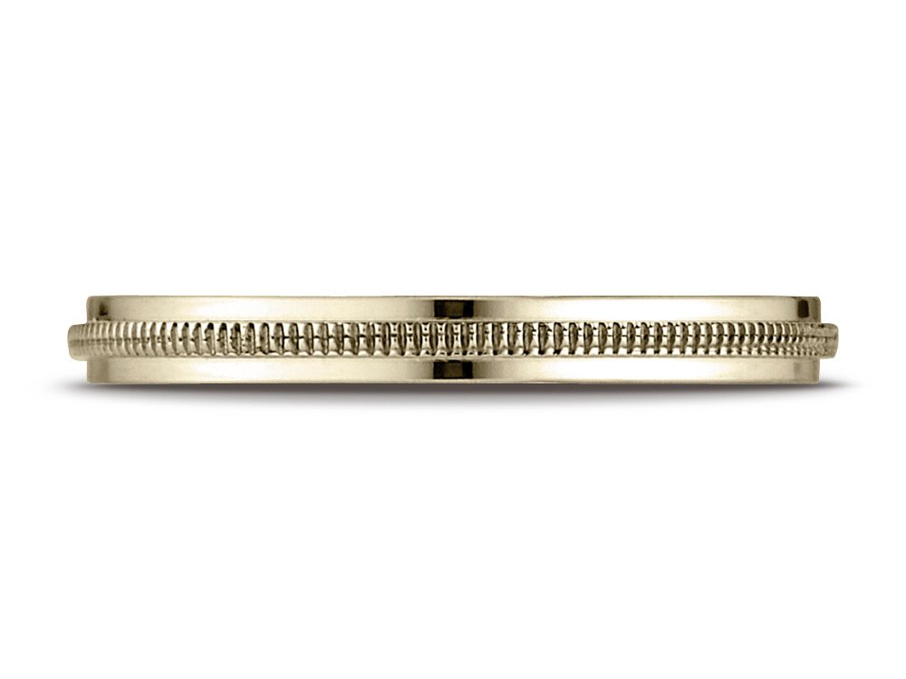 14K Gold 2mm High Polished Milgrain Wedding Band Ring for Women & Men - Elegant Center Design, Comfort Fit, Anniversary & Engagement Jewelry Gift - Perfect for Bridal, Proposals & Special Occasions