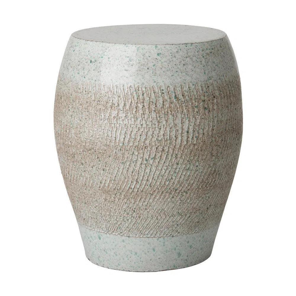 18 Inch Seiji Ceramic Garden Stool - Outdoor Patio Decor, Japanese-Inspired Side Table for Gardens, Porches & Poolside