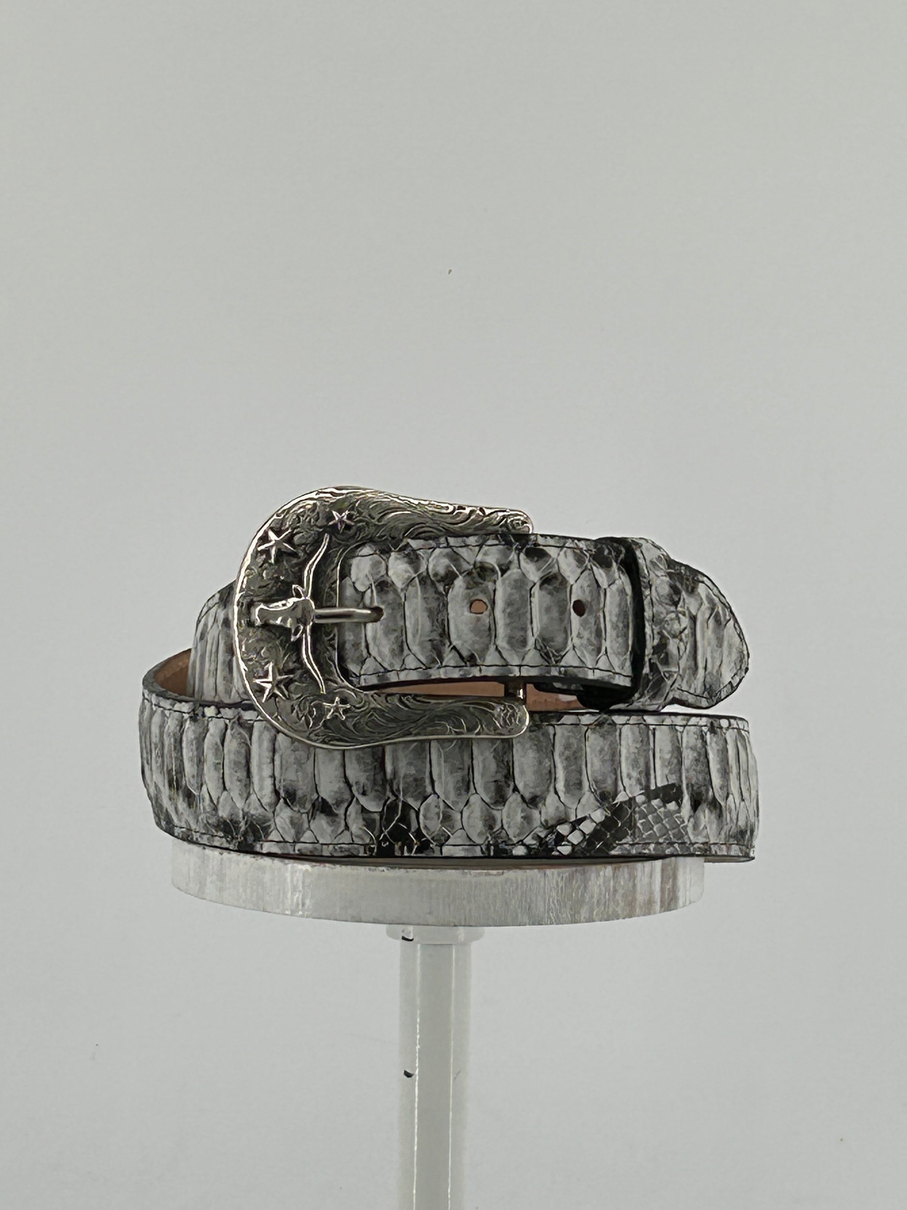 Premium Python Longhorn X Buckle Cowboy Belt - Genuine Leather Western Style Belt for Men - Perfect for Rodeo, Country Music Festivals & Western Fashion