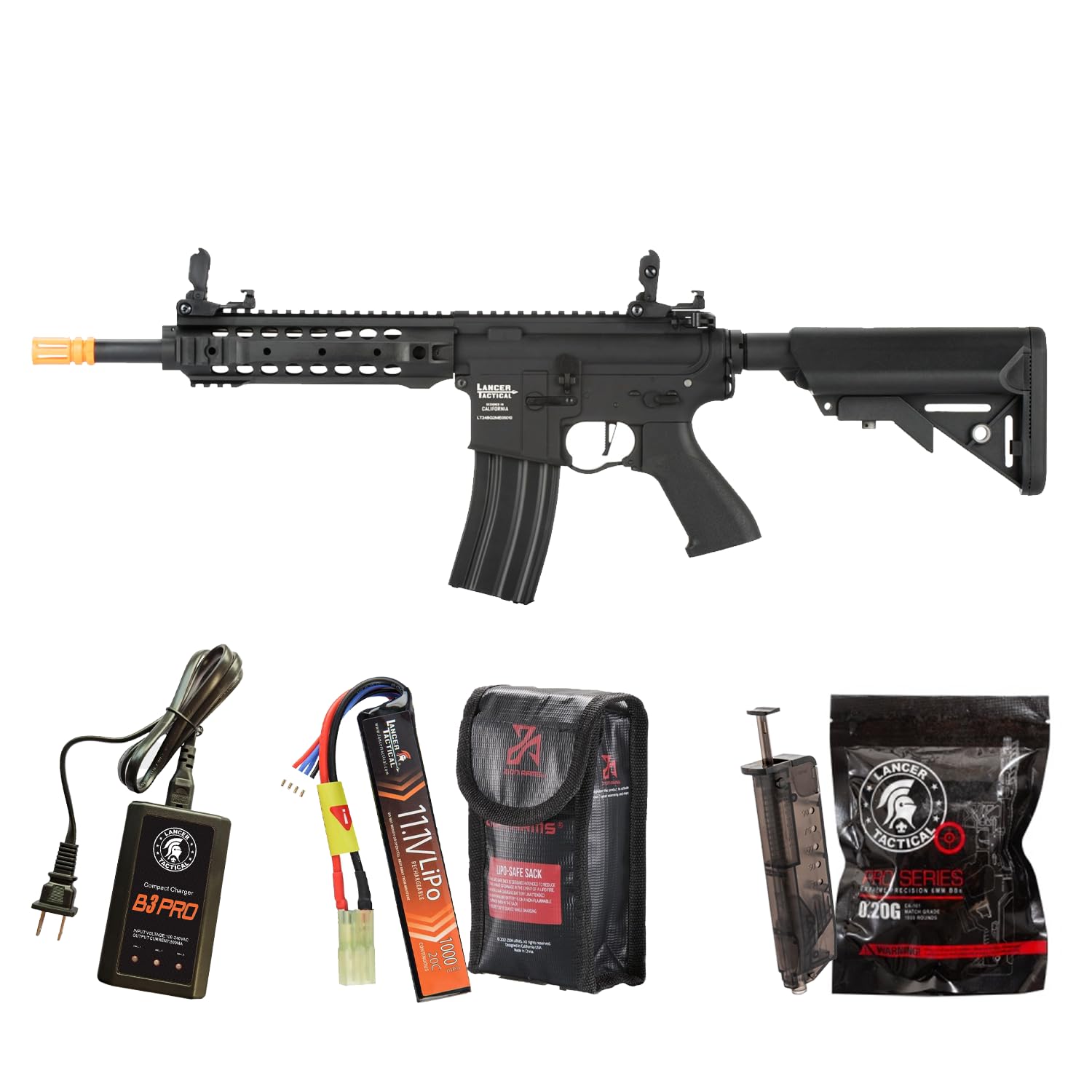 Lancer Tactical Gen 2 Proline CQB Full Metal M4 Airsoft Rifle - Mosfet/ETU Electric AEG with Semi/Full Auto - Includes Lipo Battery & Charger - Perfect for Tactical Training, Airsoft Battles, and Outdoor Shooting Games