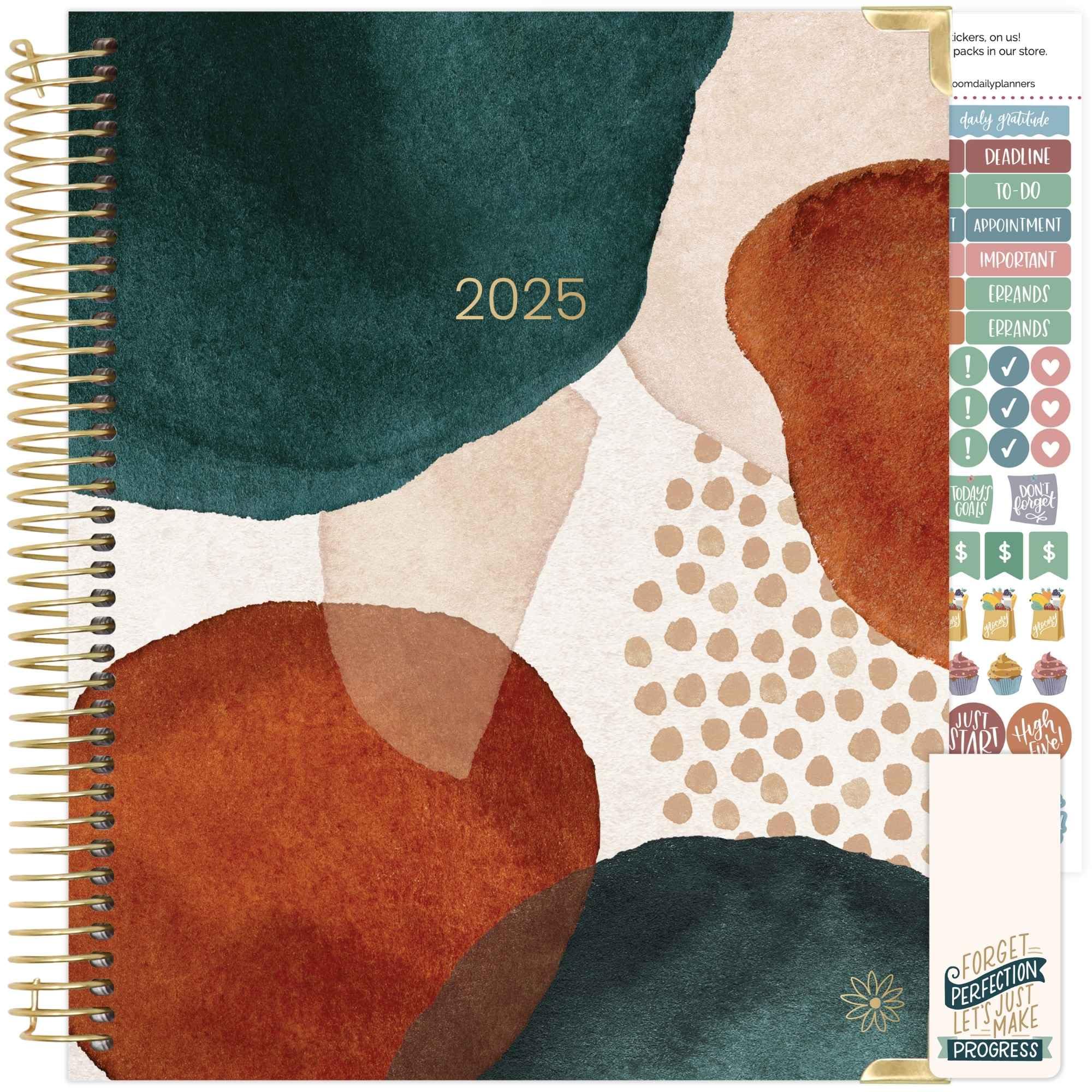 Bloom 2025 Daily Planner - Hardcover Goal & Vision Calendar (Jan-Dec 2025) with Monthly/Weekly Views - 7.5