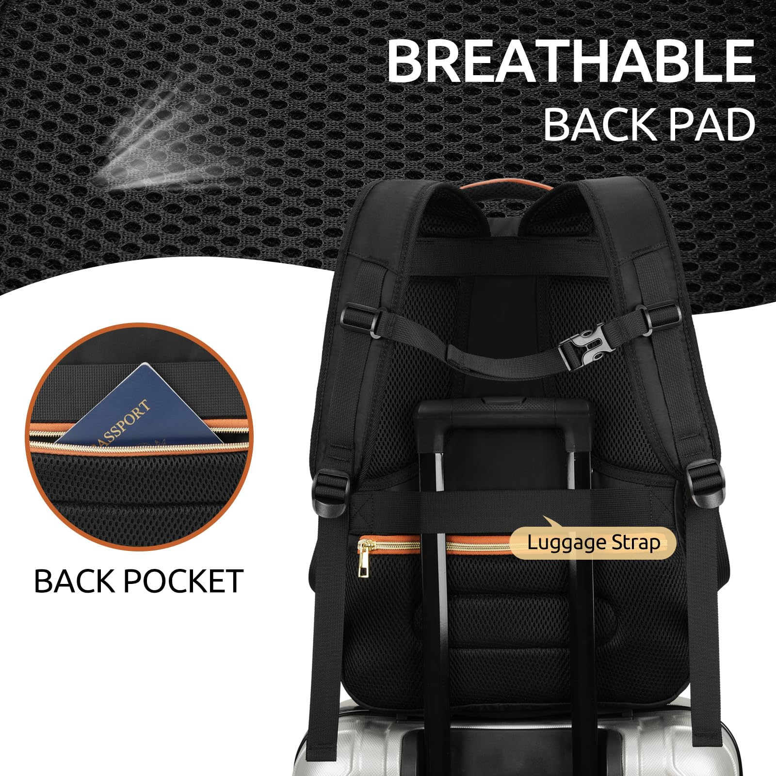 Women's 40L Travel Backpack - Airline Approved Carry On Backpack with Laptop Compartment (Fits 17 Inch), Waterproof Weekender Overnight Bag for Air Travel, Business Trips & Outdoor Adventures