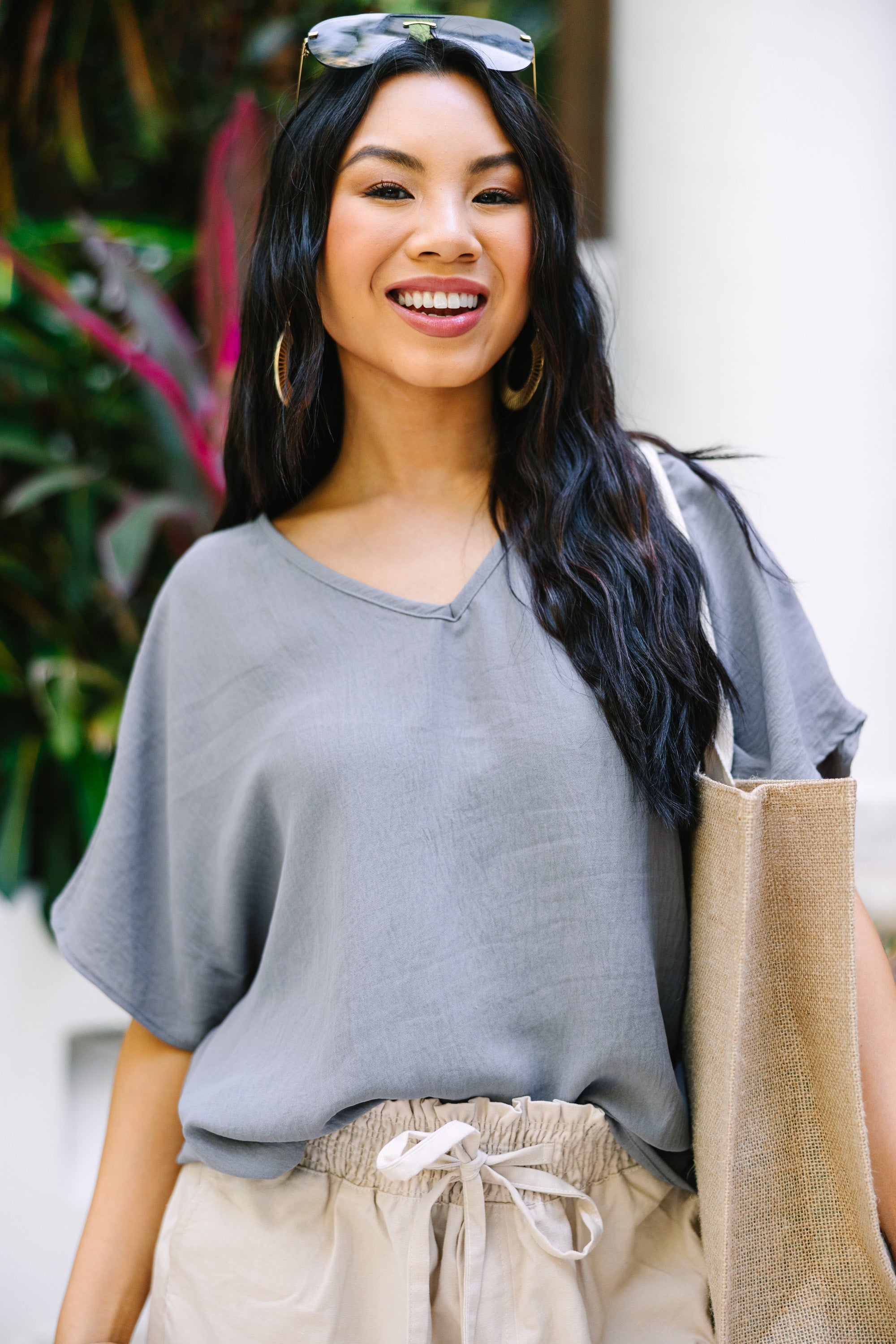 Elegant Gray Classic Top for Women - Timeless Wardrobe Essential for Office, Date Night & Casual Outings