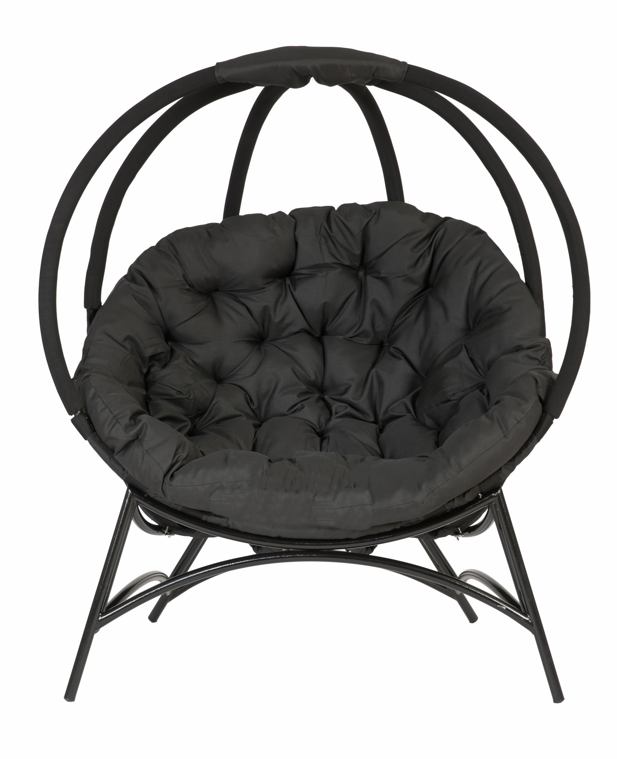 FlowerHouse Cozy Ball Chair - Outdoor Hanging Egg Chair with Stand, Overland Black - Perfect for Patio, Garden, and Backyard Relaxation