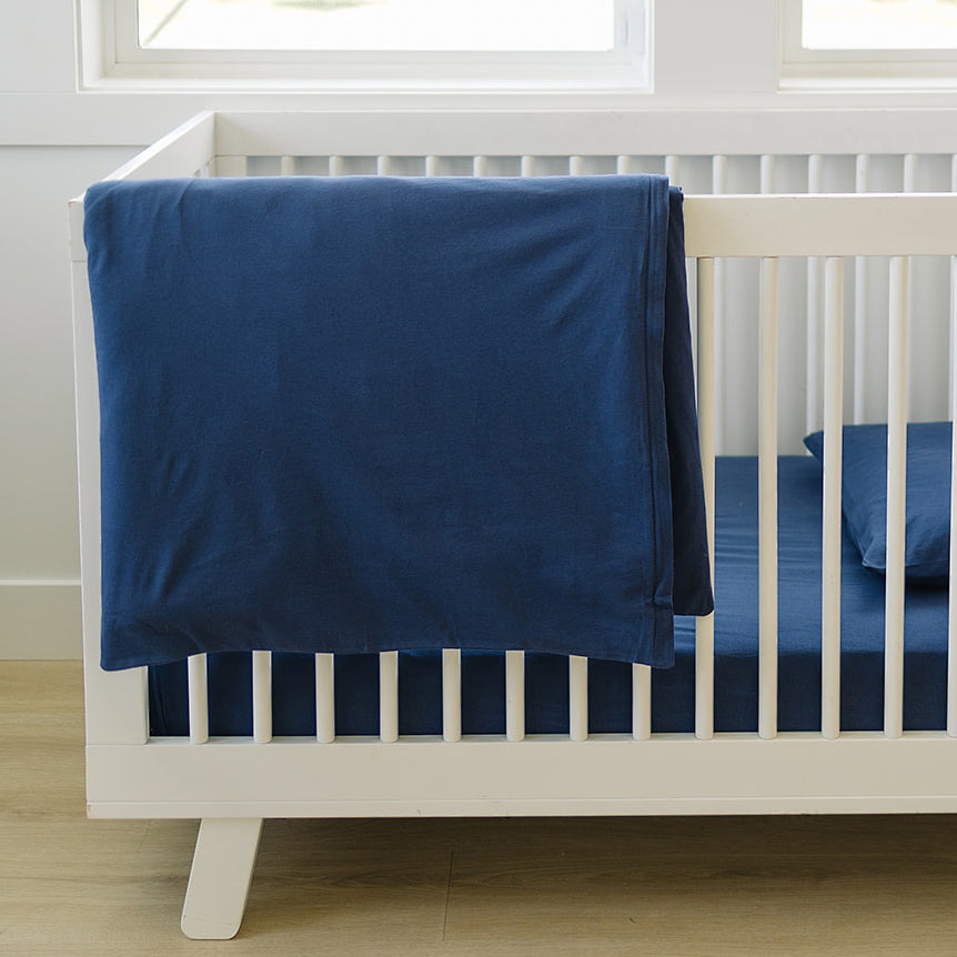Ecolino® 100% Organic Cotton Duvet Cover for Crib & Toddler - Soft, Breathable Navy Blue Bedding - Perfect for Nursery, Daycare & Baby's Comfortable Sleep