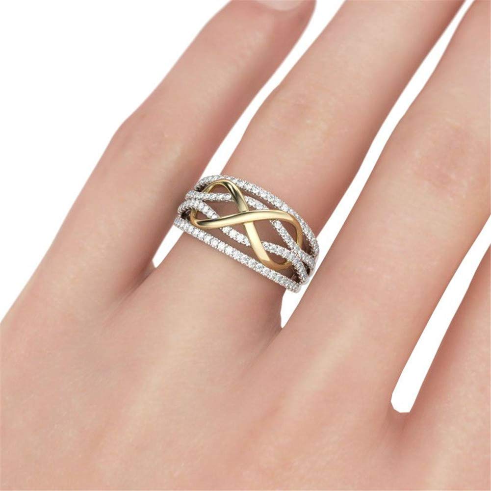 1 Carat Sterling Silver Infinity Cubic Zirconia Wedding Band for Women - Two Tone Solitaire Engagement Ring, Promise & Anniversary Jewelry with Gift Box | Perfect for Proposals, Weddings, Anniversaries & Special Occasions
