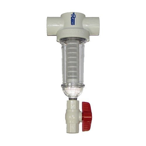 2 Inch Rusco Vu-Flow Spin Down Sediment Water Filter with Replacement Screen - Whole House Water Filtration System for Well, RV & Irrigation Use