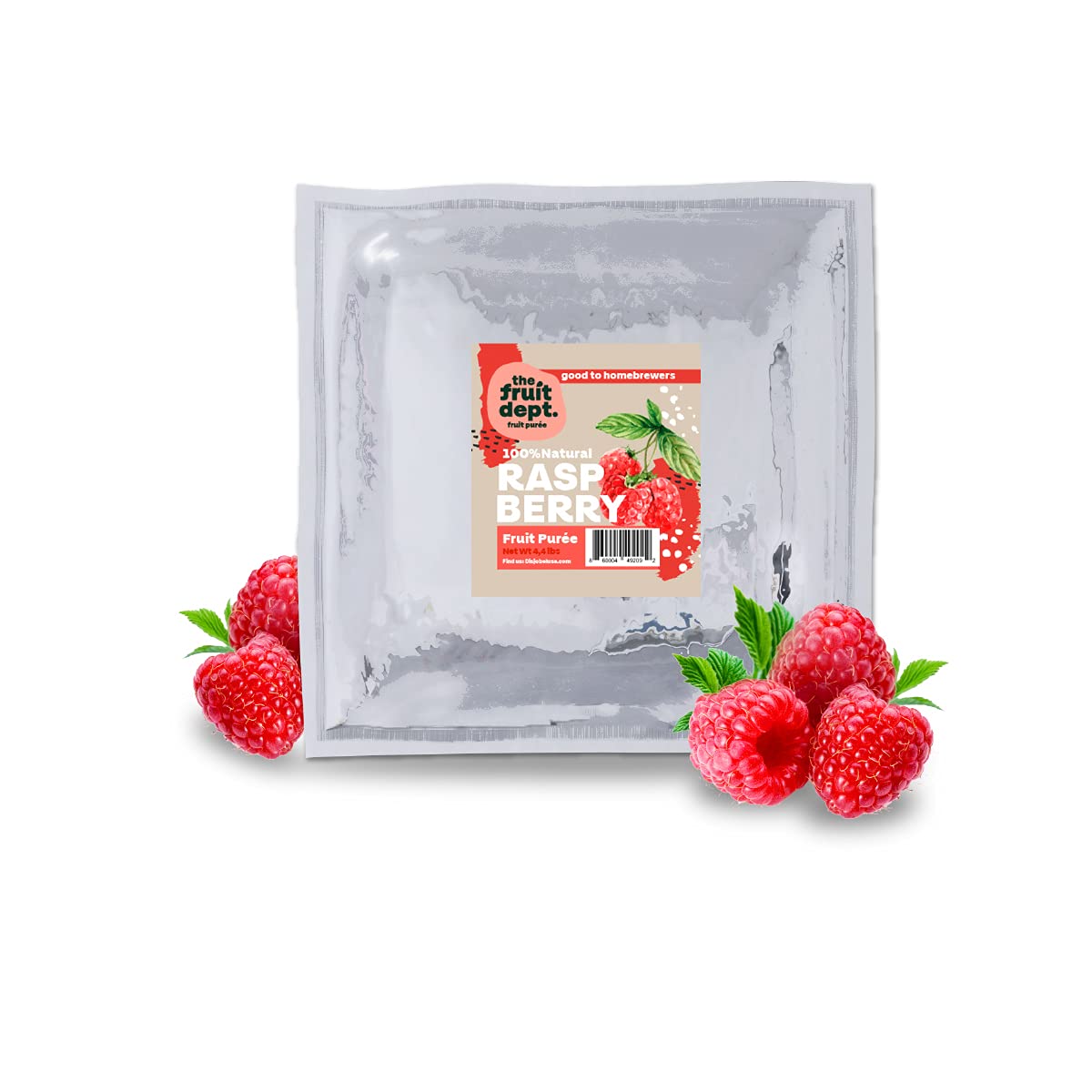 Premium Aseptic Raspberry Fruit Puree - 4.4 Lb Bulk Pack | All-Natural, No Preservatives | Perfect for Smoothies, Baking, Desserts & Commercial Food Production