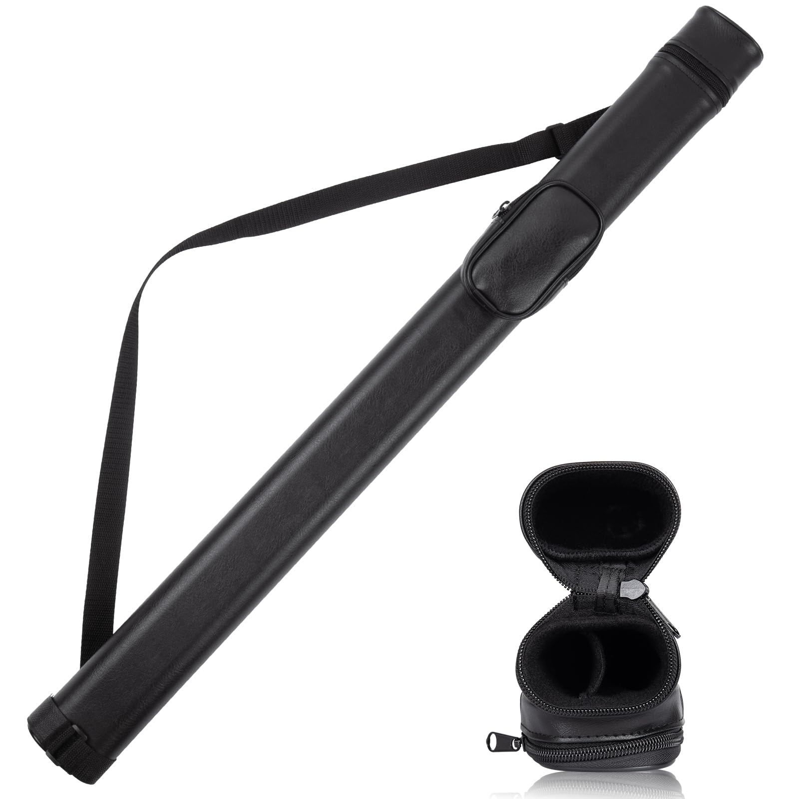 Premium Hard Pool Cue Case - 1 Stick 2 Holes PU Leather Billiard Cue Stick Storage Bag | Durable Protection for Pool Cues | Perfect for Travel, Tournaments & Home Storage