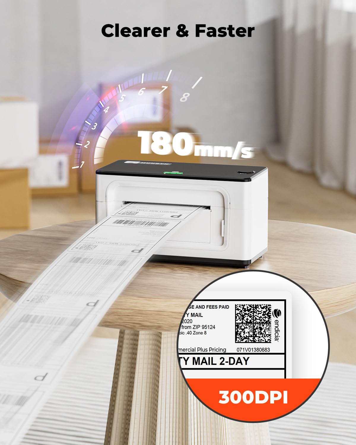 MUNBYN 941B Wireless Bluetooth Thermal Label Printer - 300DPI 4x6 Shipping Label Printer for Small Business | Compatible with Windows, Mac, iOS, Android | Works with Amazon, eBay, Shopify, Etsy, USPS | Perfect for Home Office & E-commerce Shipping (White)