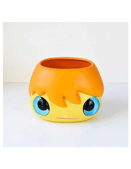 Javier Calleja Blue Pot Pop Top - Cute Ceramic Planter for Succulents & Small Plants - Perfect for Home, Office & Gift Giving