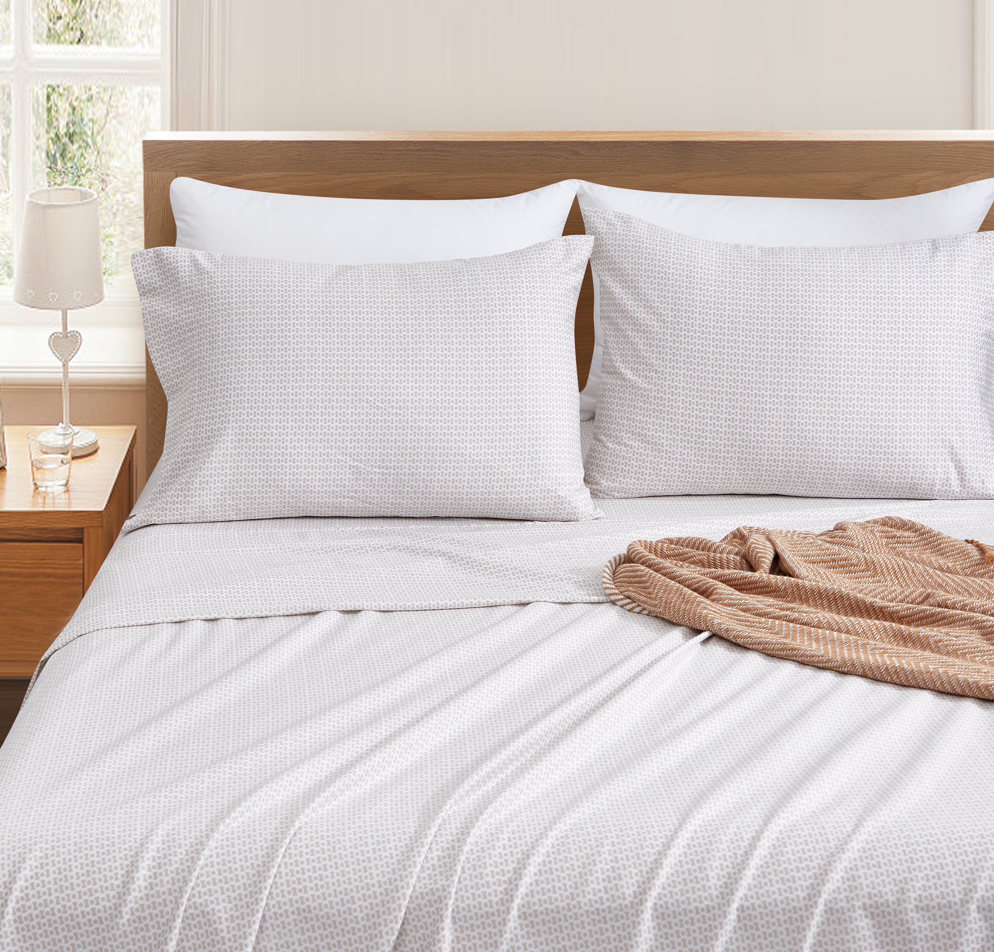 400 Thread Count Printed Cotton Sheet Set - Soft & Breathable Bedding for a Comfortable Sleep - Perfect for Master Bedroom, Guest Room & Dorm