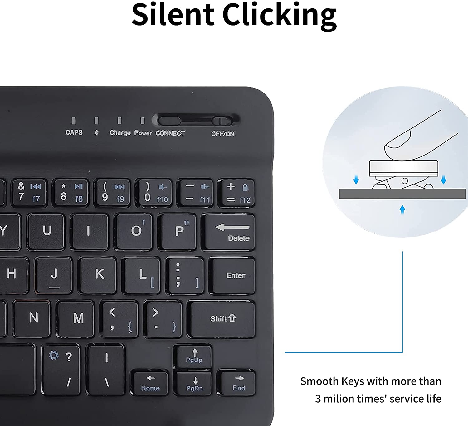 Slim Wireless Bluetooth Keyboard - Universal Compatible with Windows, Mac, Android, iOS, iPad & Tablet - Perfect for Home Office, Travel & Remote Work