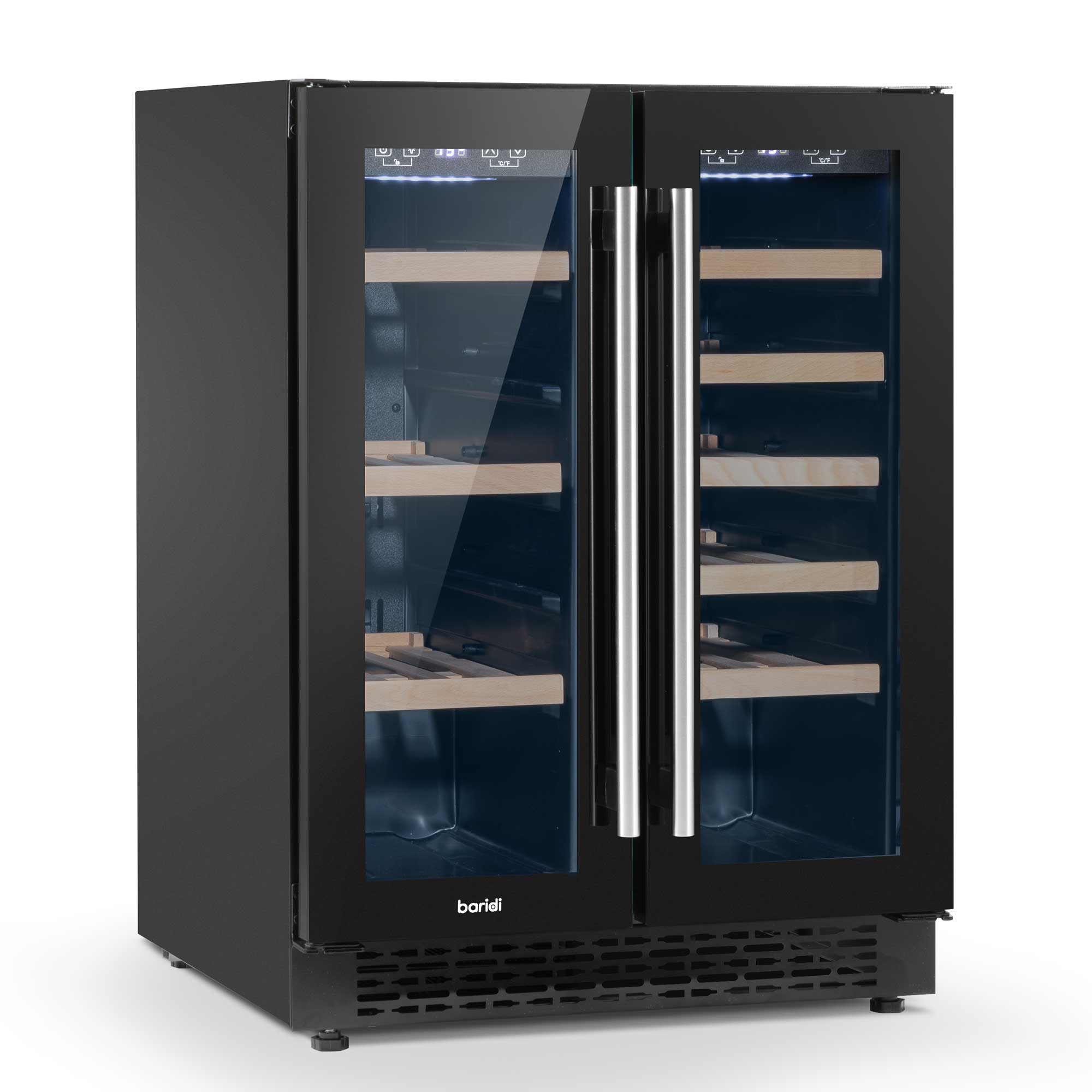 Baridi 40 Bottle Dual Zone Wine Cooler & Beverage Refrigerator - Freestanding or Under Counter for 120 Cans - Perfect for Home Bars, Kitchens & Entertaining Spaces