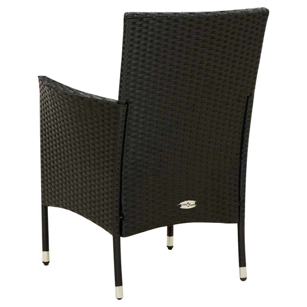 Outdoor Patio Furniture Set - 2-Piece Black Poly Rattan Chairs with Cushions for Garden, Backyard, Lawn, Porch, Poolside & Balcony | Perfect for Relaxing, Entertaining & Sunbathing