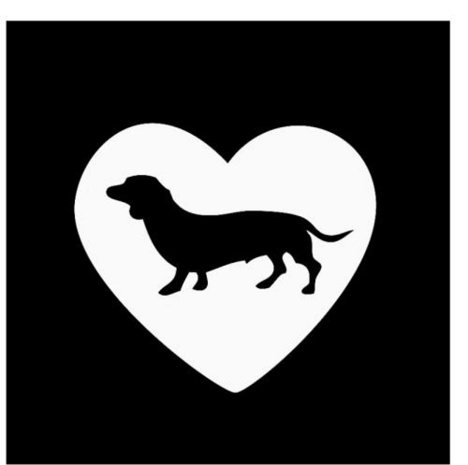 Funny Dachshund Dog Car Stickers - 2Pcs 10Cm Waterproof Heart-Shaped Decals for Car Windows - Black & White - Perfect for Pet Lovers & Car Accessories (Great for Showcasing Your Love for Dogs on Vehicles)