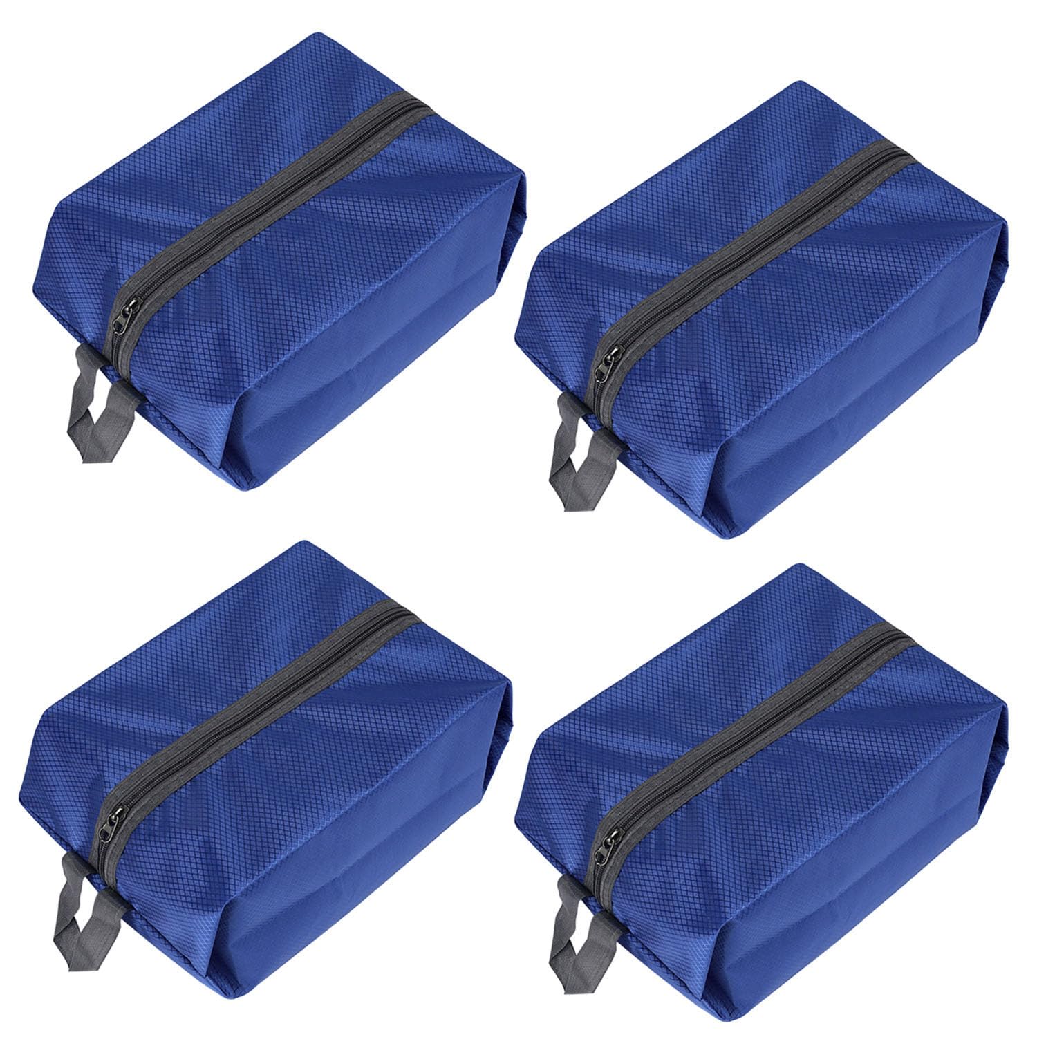 4 Pack Washable Travel Shoe Bags - Blue Nylon & Oxford Fabric with Zipper Closure | Perfect for Gym, Vacation & Organization
