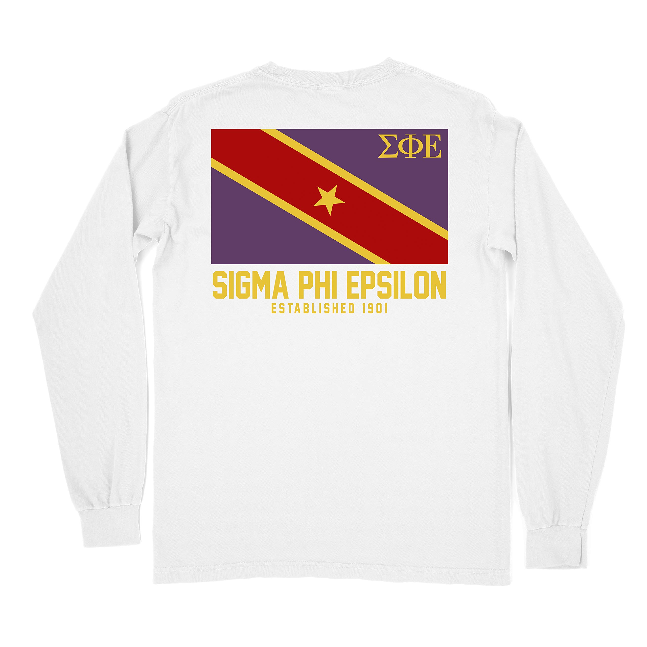 Sigma Phi Epsilon Fraternity Flag Comfort Colors Long Sleeve Shirt - Greek Life Apparel for College Students, Brotherhood Events & Campus Spirit Wear
