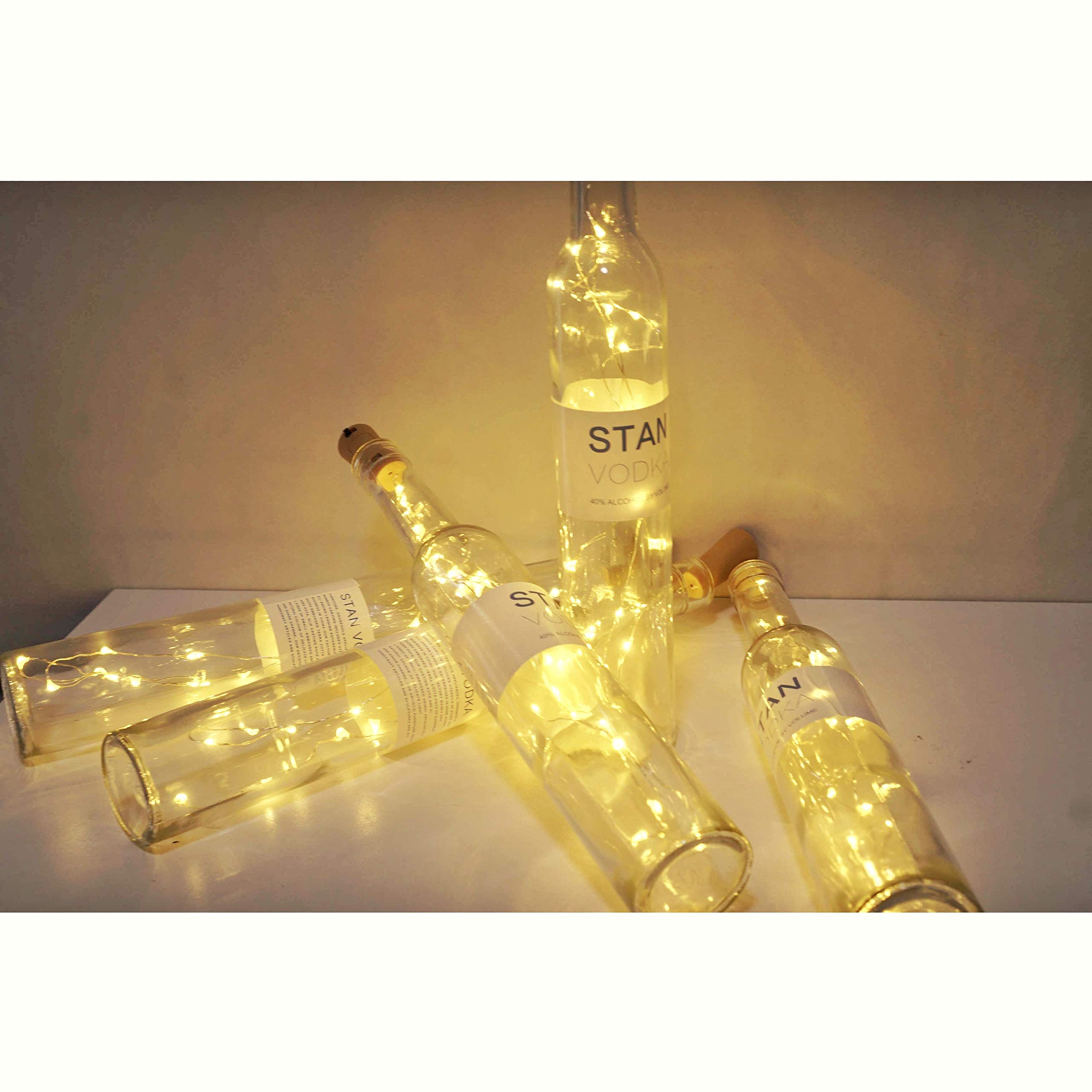 12 Pack 20 LED Wine Bottle Cork Lights - Battery Operated Fairy String Lights with Copper Wire for DIY, Christmas, Halloween, Wedding & Party Decor - Indoor Outdoor Starry Lights (Warm White) - Perfect for Table Centerpieces, Backyard Lighting & Holiday Ambiance