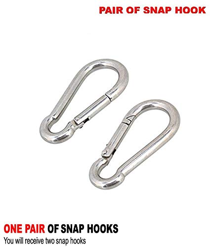 FITNESS MANIAC Heavy Duty Stainless Steel Spring Snap Hook Carabiner - Secure Gym Equipment, Weightlifting, Bodybuilding & Home Workout Accessories - Perfect for Hanging Resistance Bands, TRX Straps & Exercise Gear