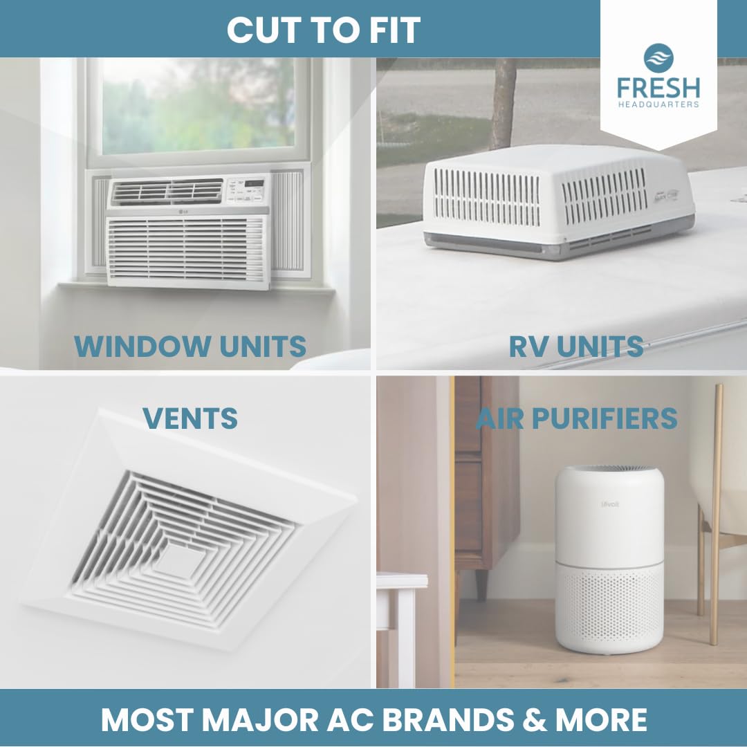 Cut-to-Fit Replacement Air Conditioner Furnace Filter 24x16 Inches - Universal AC Unit Filtration Pad for Window Units | Removes Dust, Pollen, Pet Dander & VOCs | Made in USA | Ideal for Home, Office & RV Use