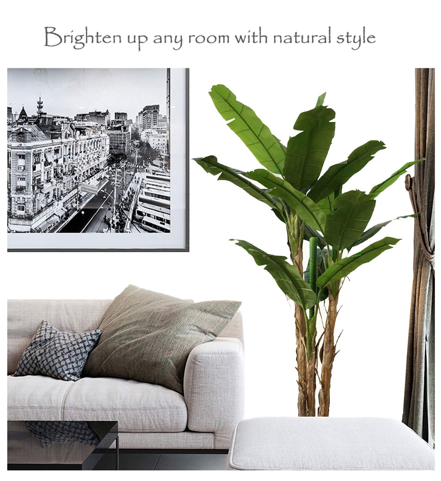 AMERIQUE 7ft Realistic Tropical Banana Artificial Tree with Split Leaves & Nursery Pot - Perfect for Home Decor, Office, and Indoor/Outdoor Spaces