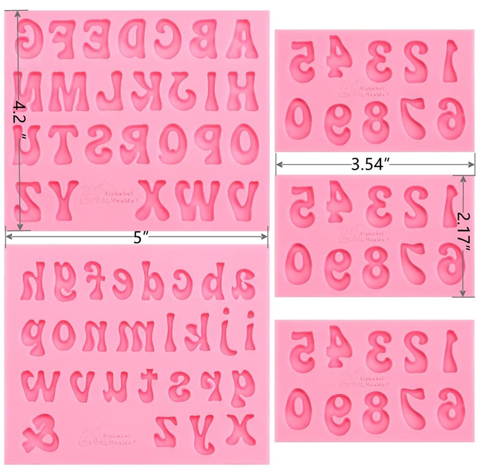 5-Piece Silicone Letter and Number Molds Set (0-9, A-Z) for Baking, Candy Making, Cake Decorating - Perfect for Chocolate Covered Strawberries, Cupcakes & DIY Desserts