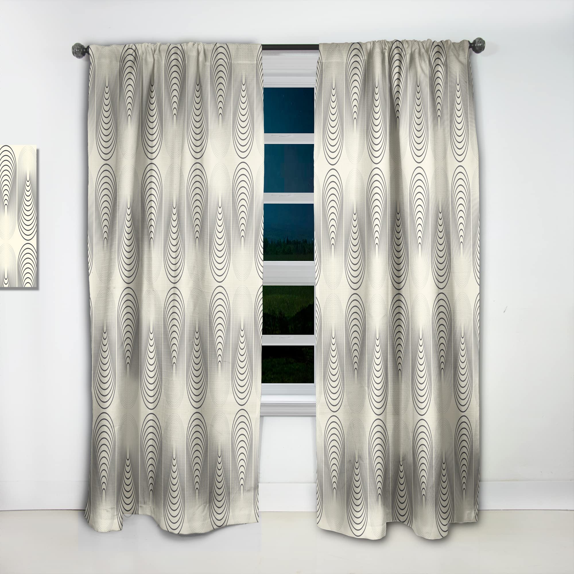 Monochrome Geometric Pattern X Thermal Insulated Curtains - Single Panel 52x63 Inches - Blackout Drapes for Bedroom & Living Room - Perfect for Modern Home Decor & Light Control