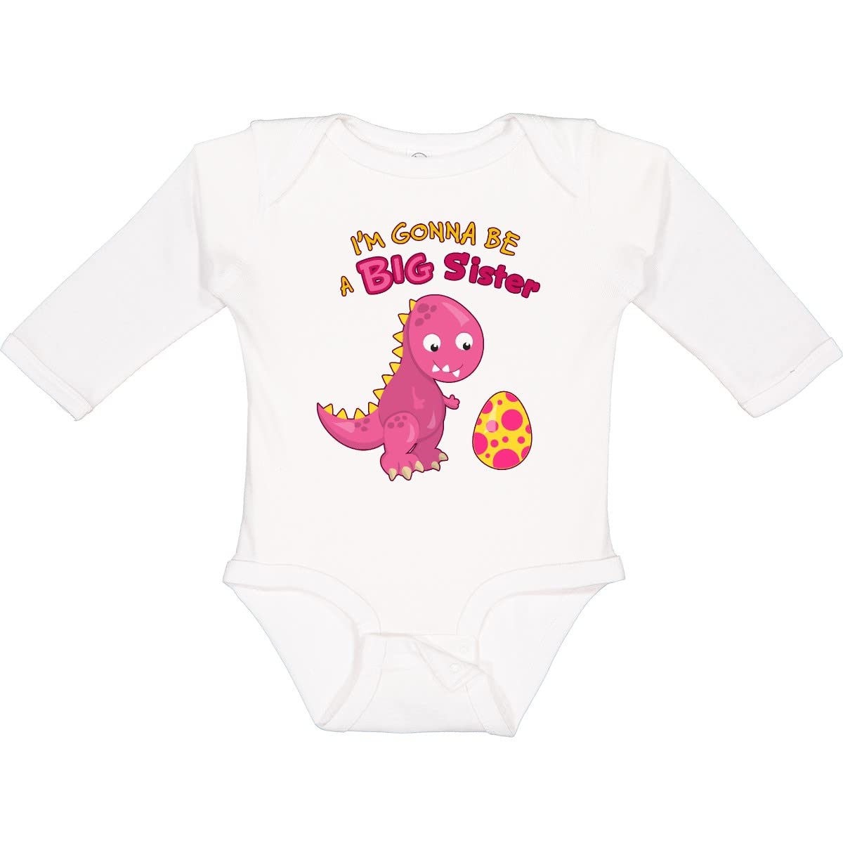 Inktastic Dinosaur Future Big Sister Long Sleeve Baby Bodysuit - Cute Dino Sibling Outfit for Newborns & Infants - Perfect for Family Photos, Sibling Announcements & Special Occasions