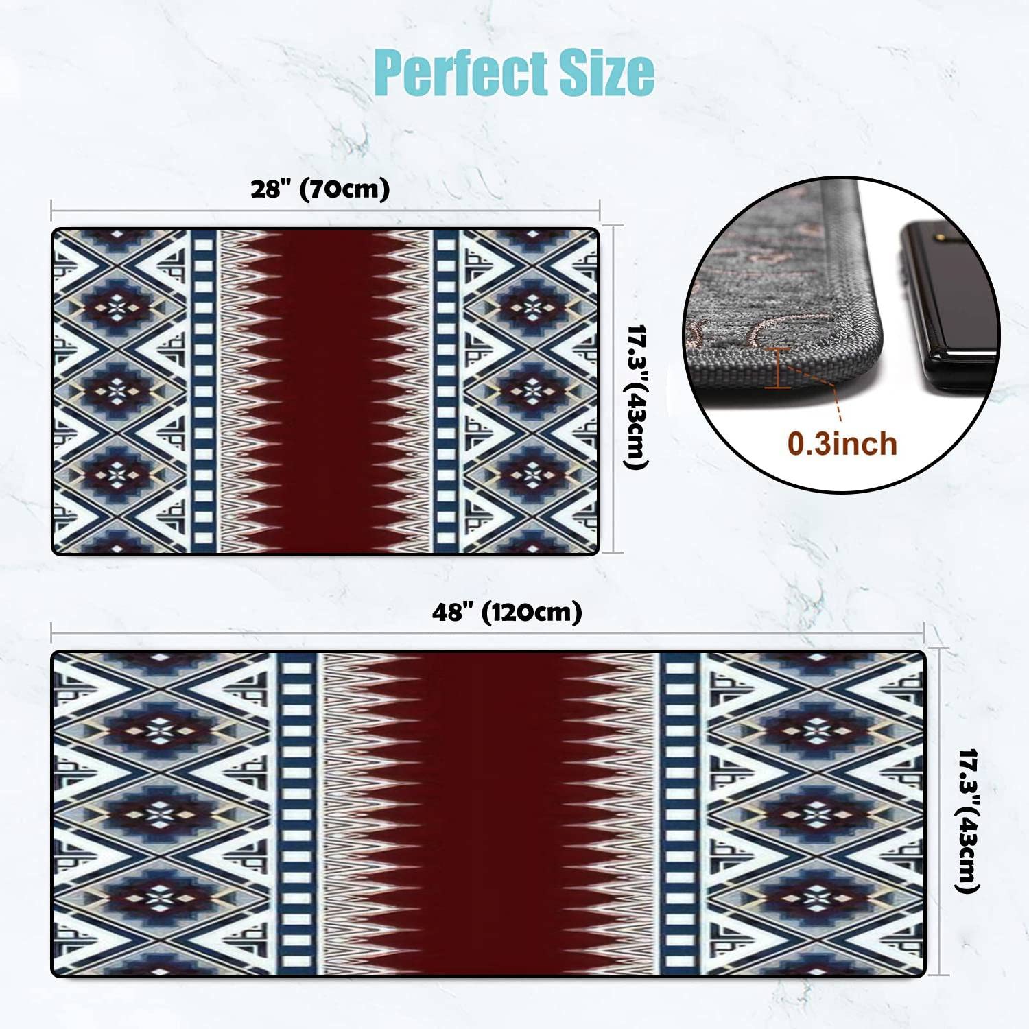 Thai Ethnic Kitchen Rugs - Non-Slip Washable Floor Mats for Home Decor