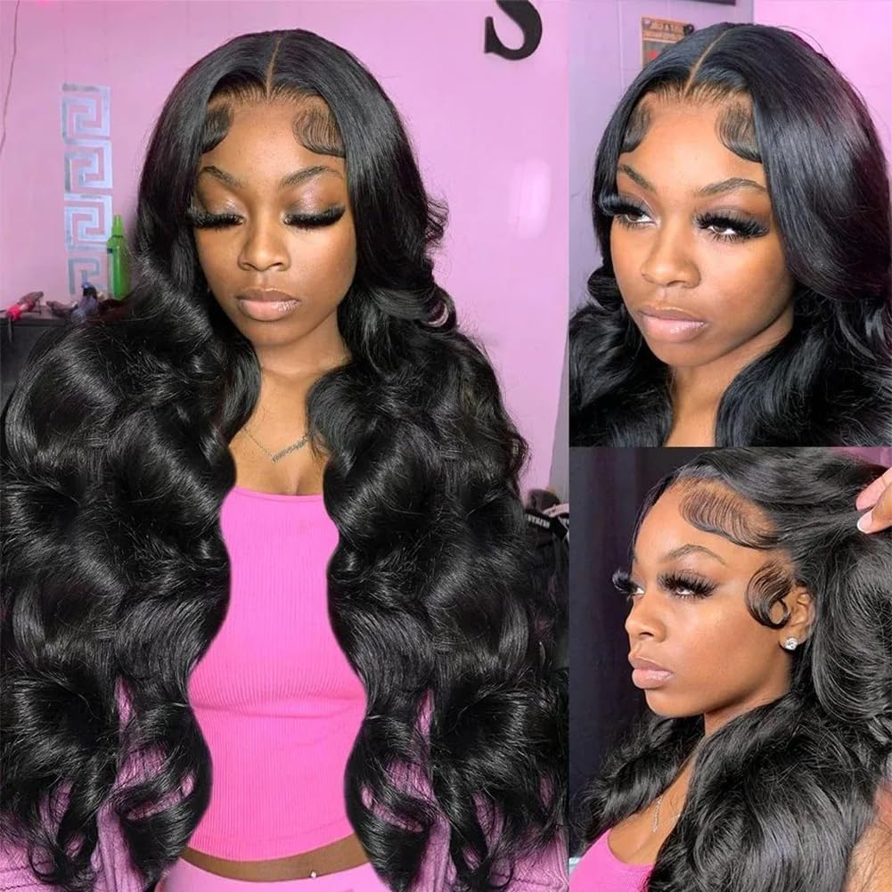 13x6 HD Lace Front Human Hair Wig - Body Wave Pre Plucked Glueless Lace Wig for Women | Natural Looking Everyday & Party Hairstyle