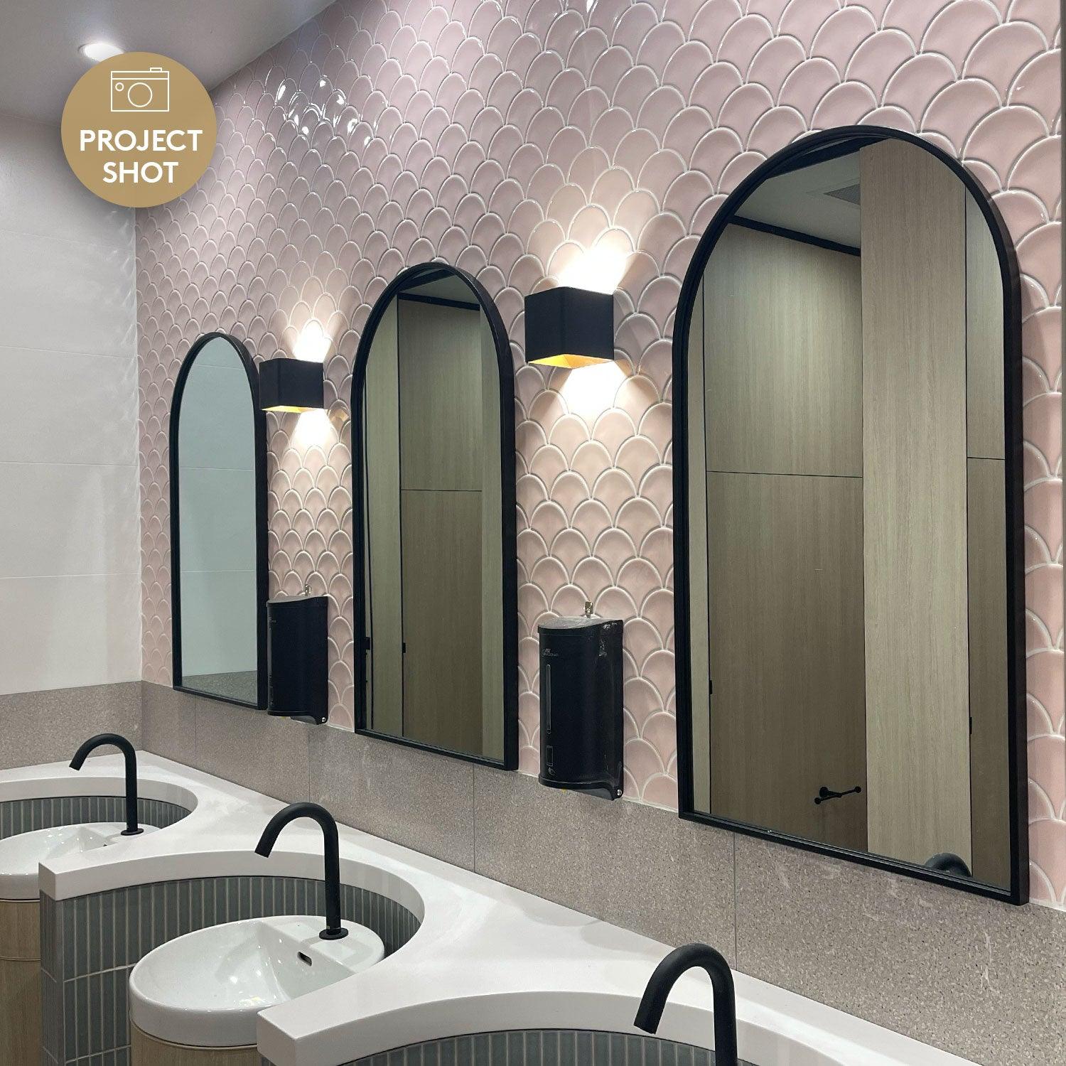 Marina Blush Pink Fish Scale Gloss Mosaic Tile - Waterproof Bathroom & Kitchen Backsplash - Perfect for Home Decor, Swimming Pools, and Coastal Themed Interiors