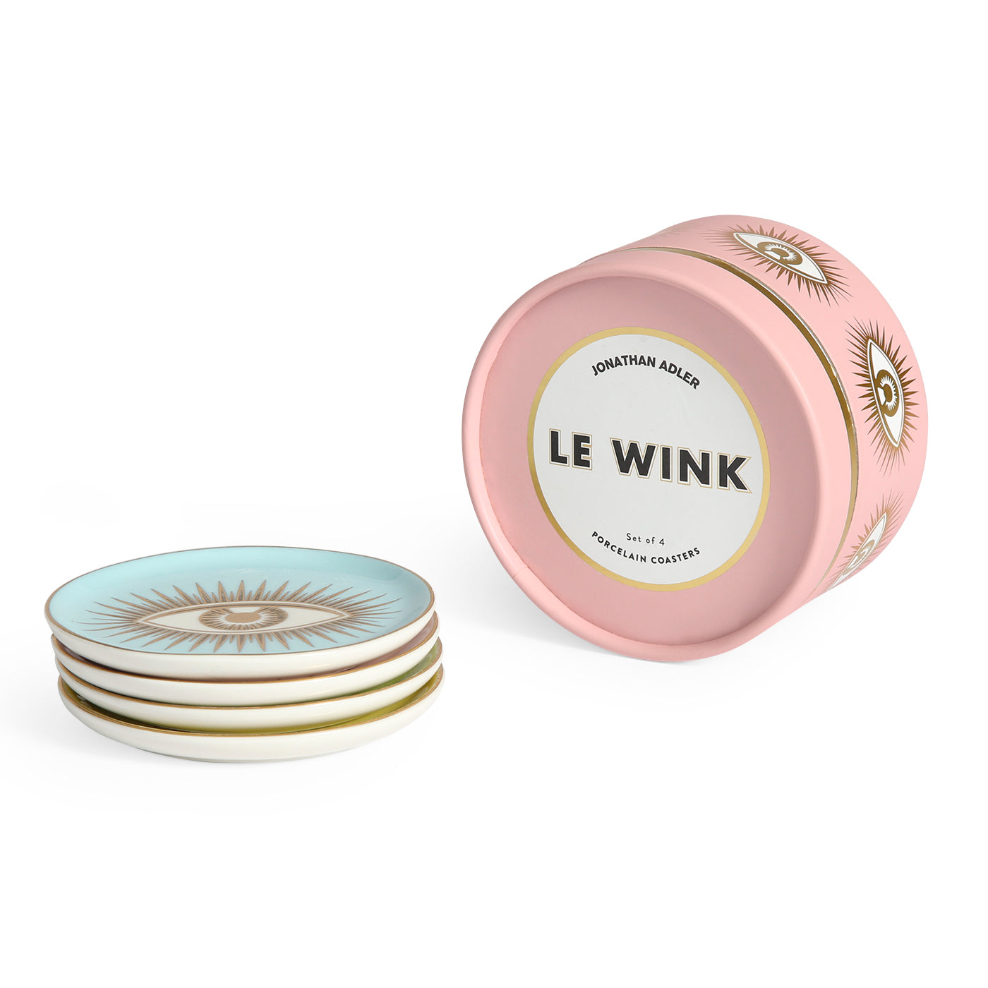 Le Wink Coasters Set of 6 - Absorbent Cork Drink Coasters for Coffee, Wine & Beer - Funny Home Bar Accessories for Kitchen, Dining Table & Office Desk - Perfect Gift for Housewarming & Parties