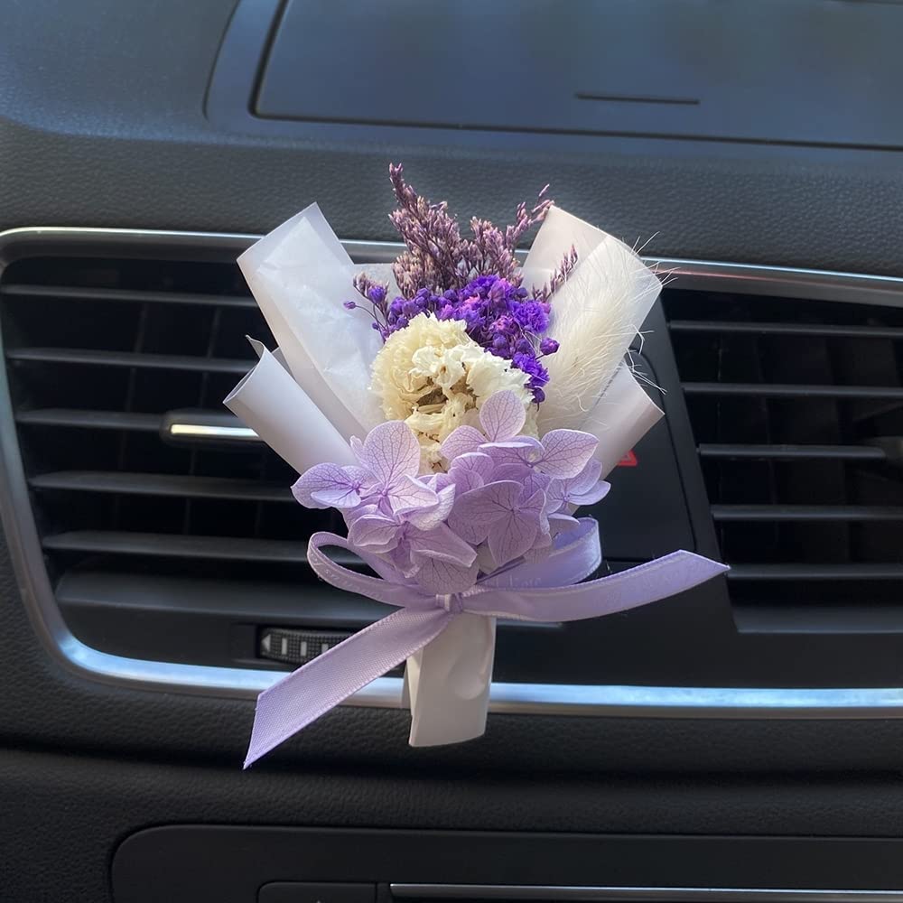 2PCS Dried Flower Bouquet Air Vent Clips - Mini Car Aromatherapy Clips for Freshening & Decorating Car Interior | Cute Dashboard Accessories for Women, Girls, Teens | Perfect for Gifts, Home, Office & Travel Use