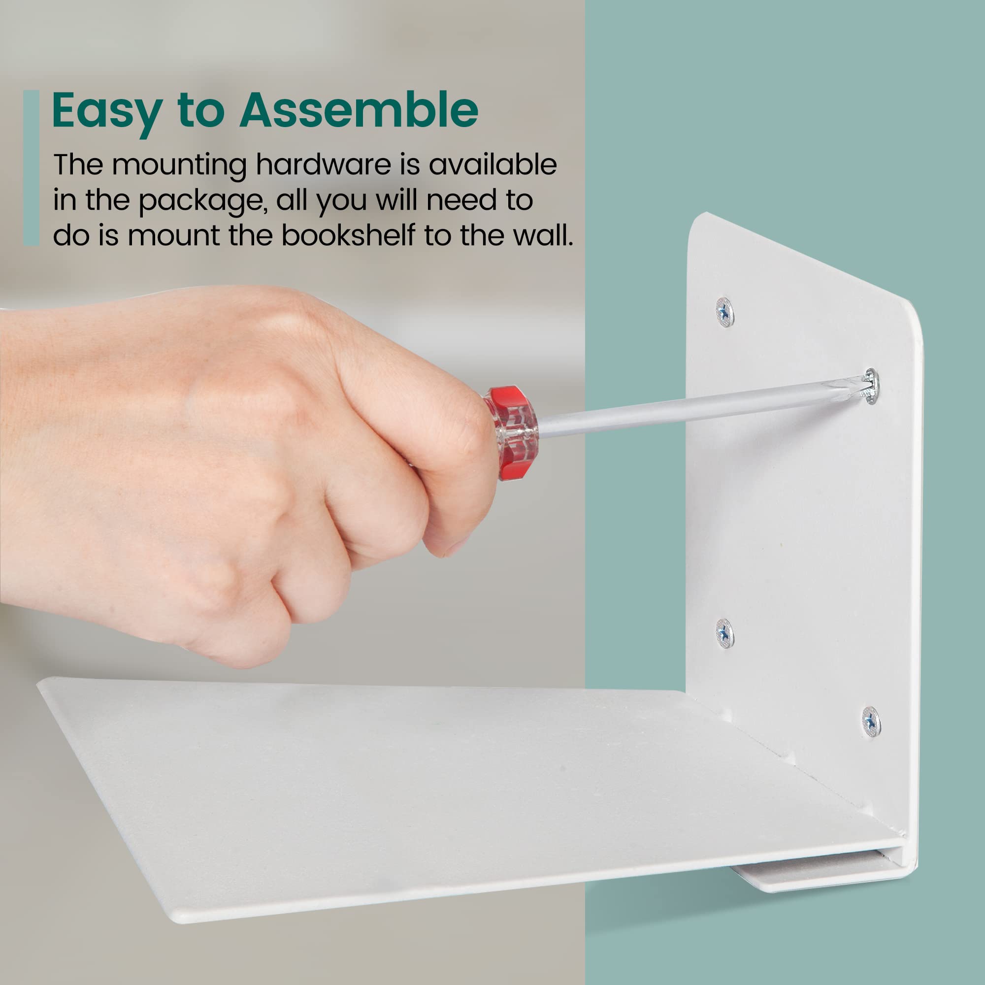 STORAGE MANIAC Floating Bookshelves - Heavy Duty Steel Wall Mounted Invisible Shelves (White, 3-Pack) - Extra Large Hidden Book Storage for Bedroom, Living Room & Office - Perfect for Displaying Books, Decor & Collectibles