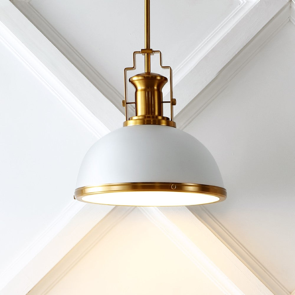 Modern Industrial Iron LED Dome Pendant Light - Vintage Edison Bulb Fixture for Kitchen Island, Dining Room & Bar Lighting (Black Finish)