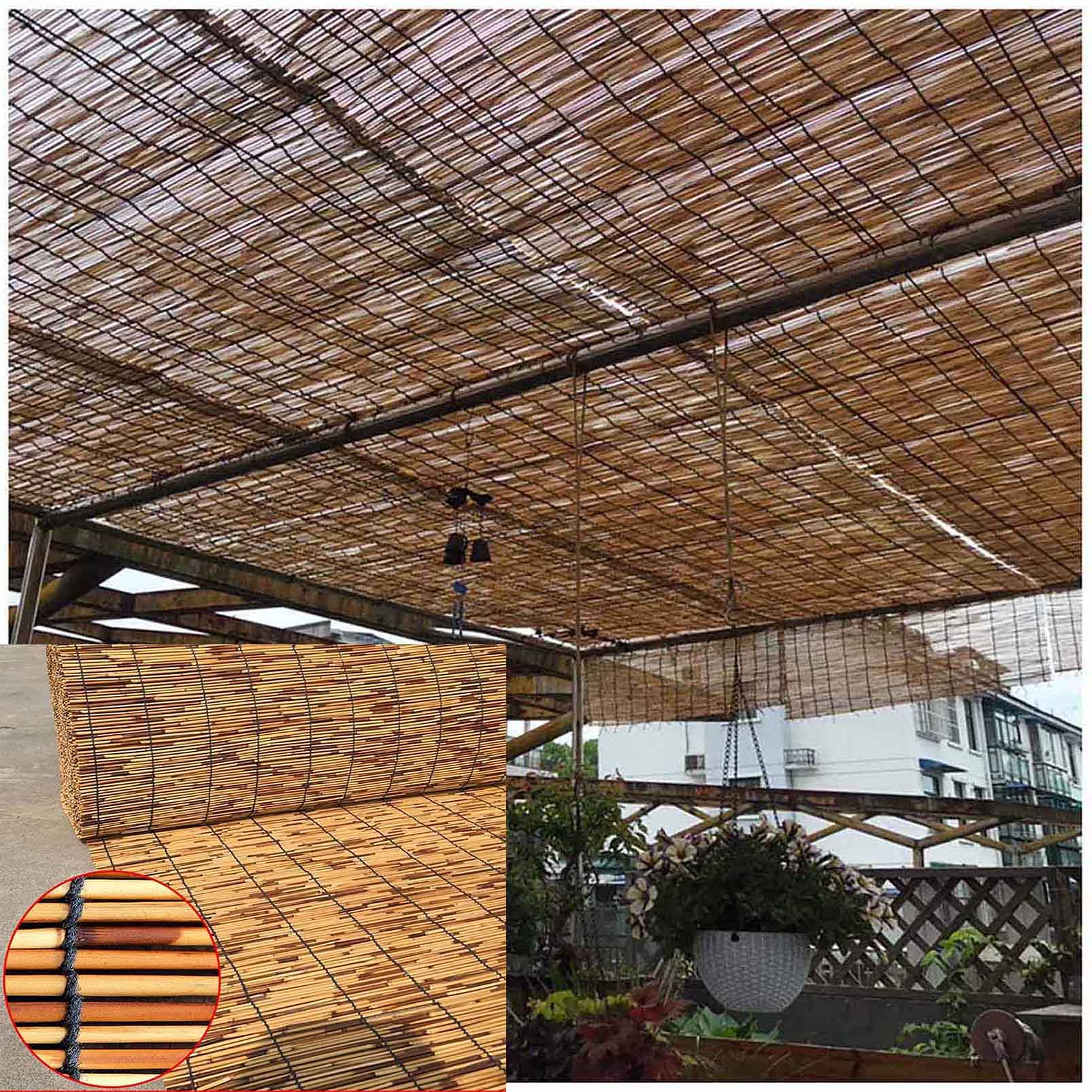 **4ft Blackout Bamboo Fence Roll - Outdoor Privacy Screen for Balcony, Patio, Garden & Wall Decoration - Durable Reed Fencing for Apartments & Galleries (2-3ft Height Options Available) - Perfect for Creating Shade, Wind Protection & Stylish Backdrops**