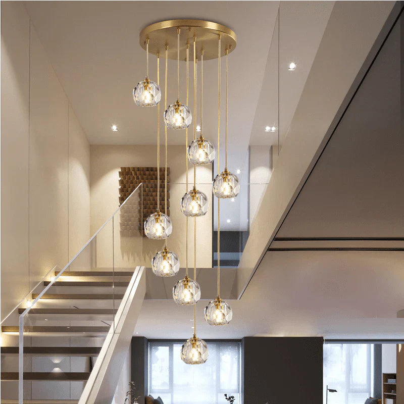 Crystal Ball Cluster Round Chandelier - 40 Inch Modern Ceiling Light Fixture for Dining Room, Living Room, Bedroom & Entryway