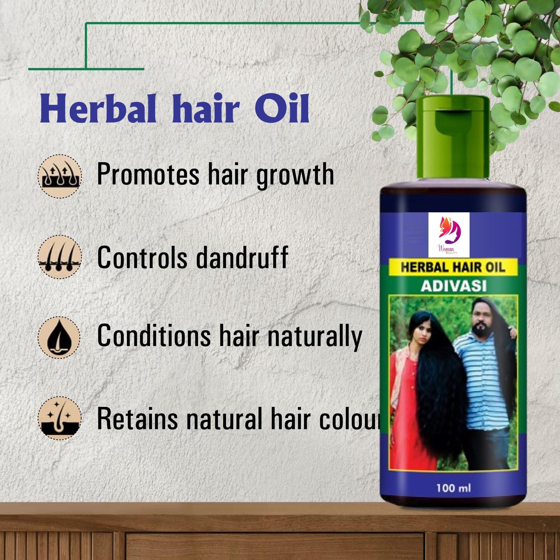 Organic Ayurvedic Herbal Hair Oil for Women - 100ml | Promotes Hair Growth, Reduces Hair Fall & Adds Shine | Perfect for Daily Hair Care & Scalp Massage