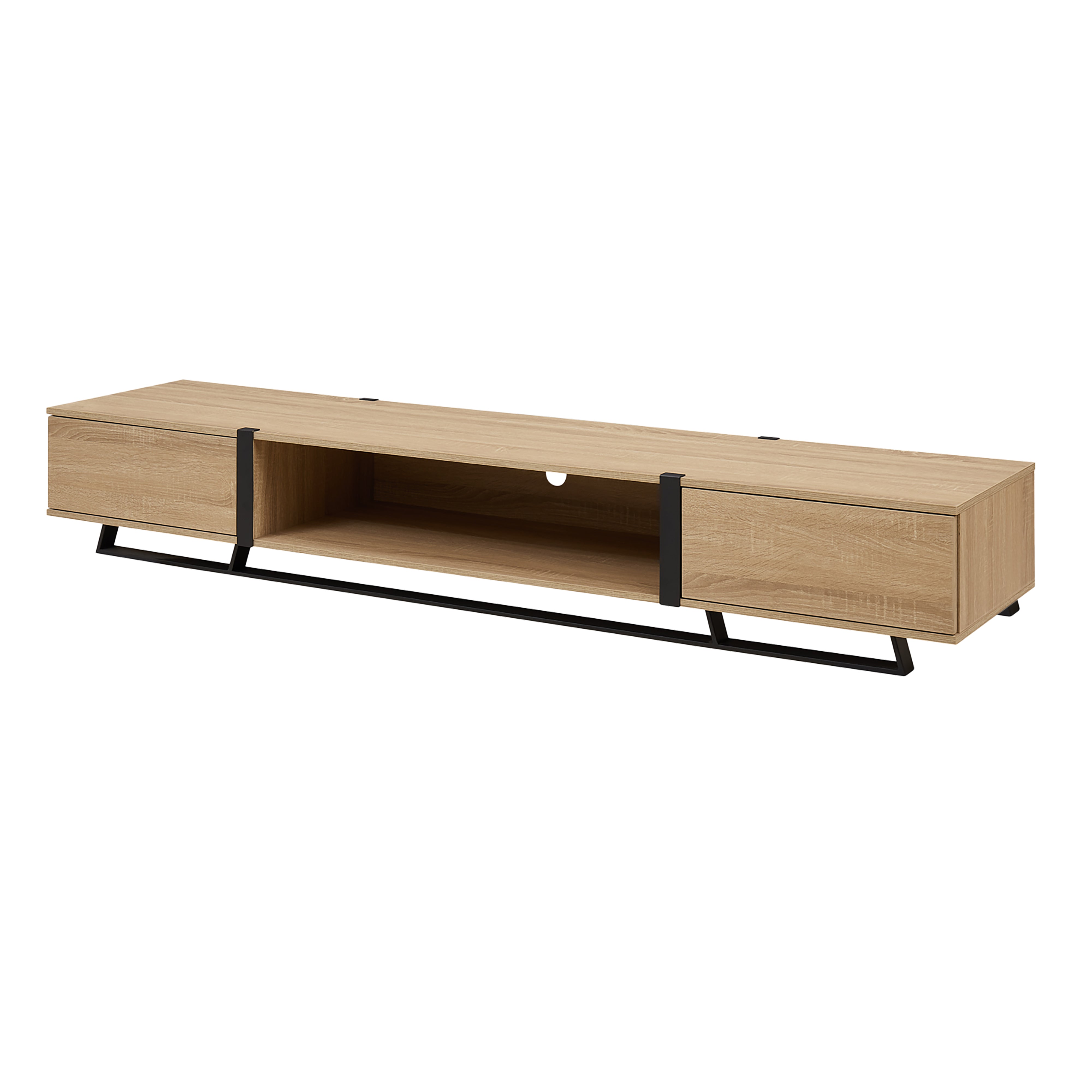 Modern Capri TV Stand 2000mm - Low Profile Entertainment Center with Oak & Black Finish by Criterion - Perfect for Living Room, Home Theater & Media Storage