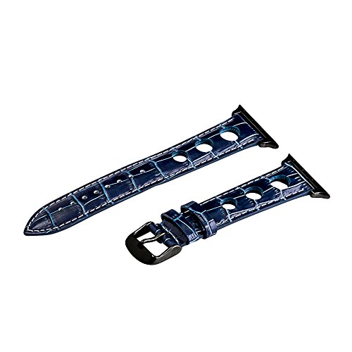 Navy Blue & White Croco 3 Hole Bands / Black Hardware