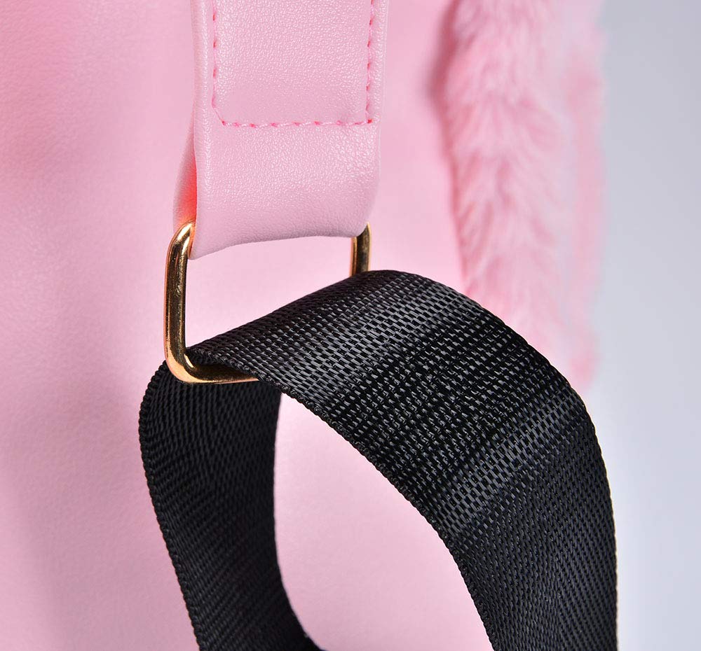 Pink Fluffy Fleece Backpack Purse for Women - Cute Faux Fur Heart Design - Perfect for School, Travel & Everyday Use