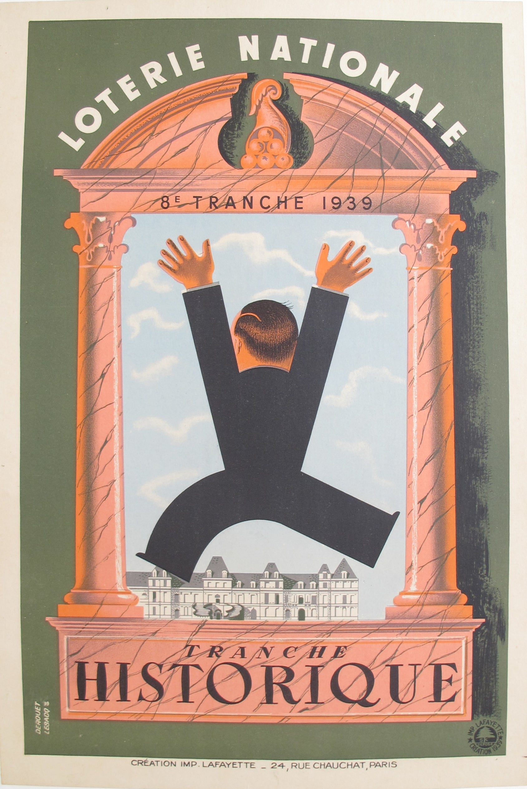 1939 French Loterie Nationale Vintage Lottery Poster - Historical Collectible Art Print for Home Decor & Office Wall Art
