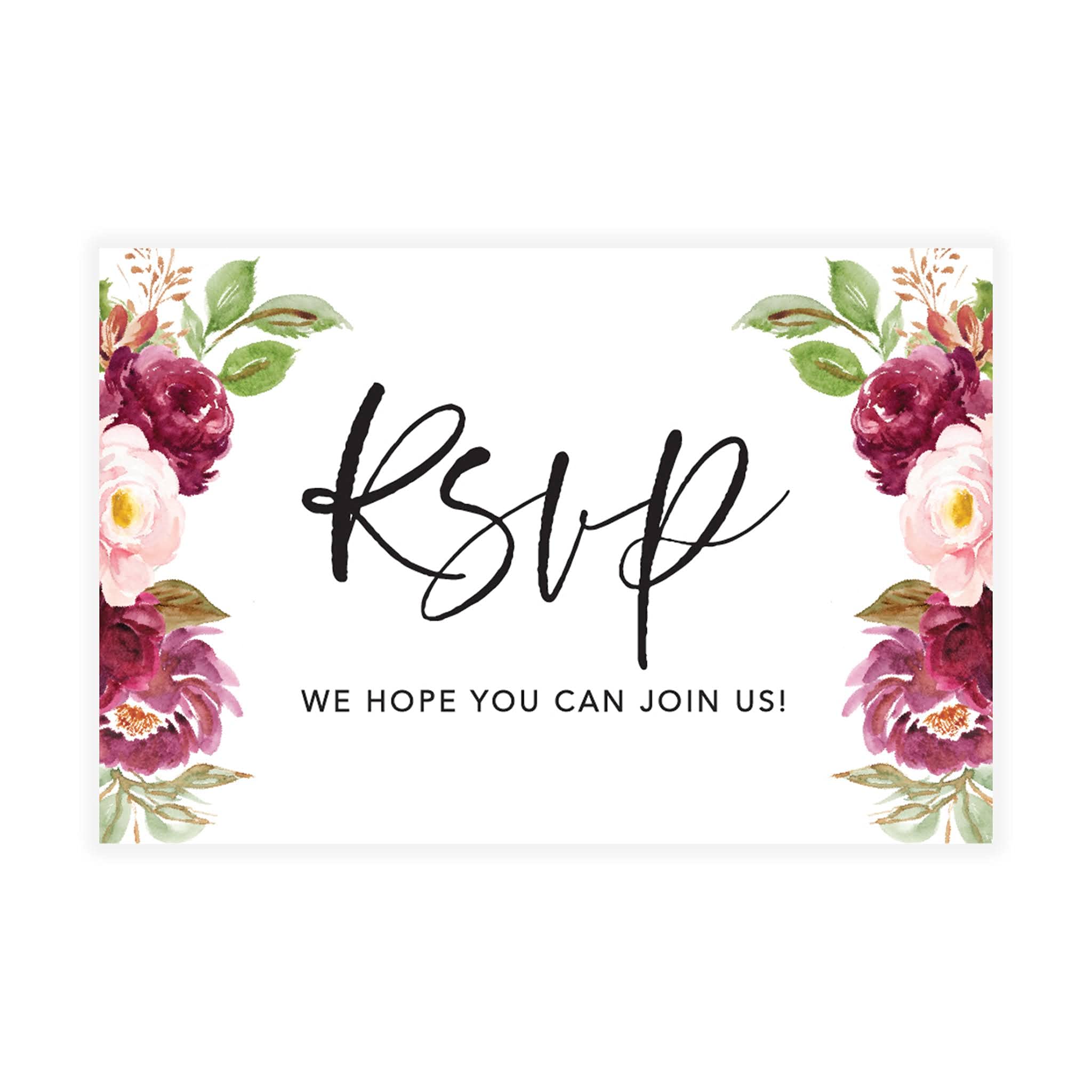 Personalized RSVP Postcards 56-Pack - Wedding, Bridal Shower & Baby Shower Invitations with Custom Date & Return Address - Elegant Pink & Burgundy Roses Design on Premium Cardstock (4