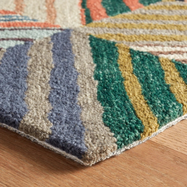 Dash & Albert Potter Multi Hand Micro Hooked Wool Rug - Soft & Durable Handmade Area Rug for Living Room, Bedroom, or Nursery