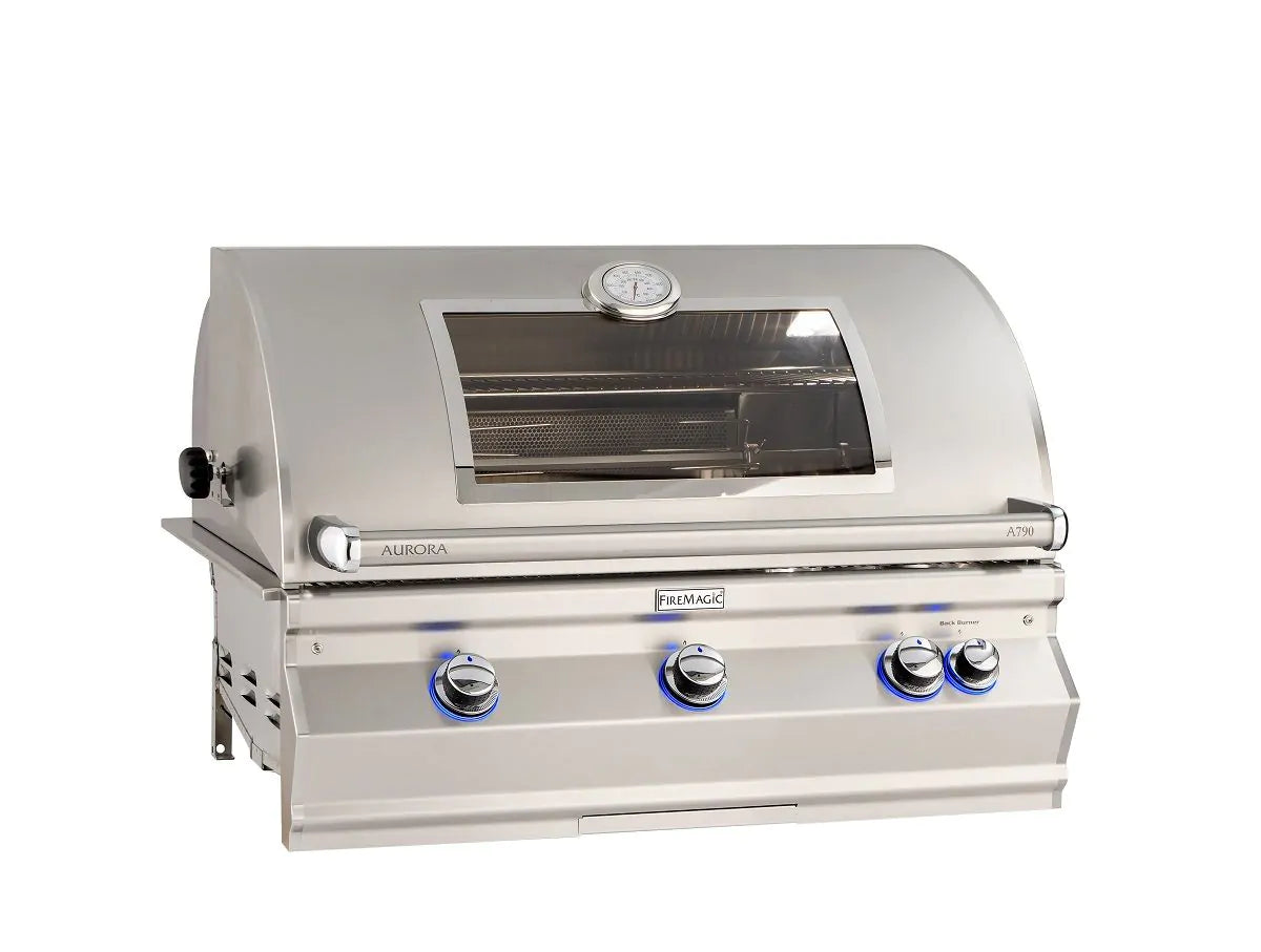Fire Magic Aurora A790i 36-Inch Propane Gas Built-In Grill with Sear Burner, Backburner & Rotisserie Kit - Magic View Window & Analog Thermometer - Perfect for Outdoor Cooking, Backyard BBQs & Patio Entertaining