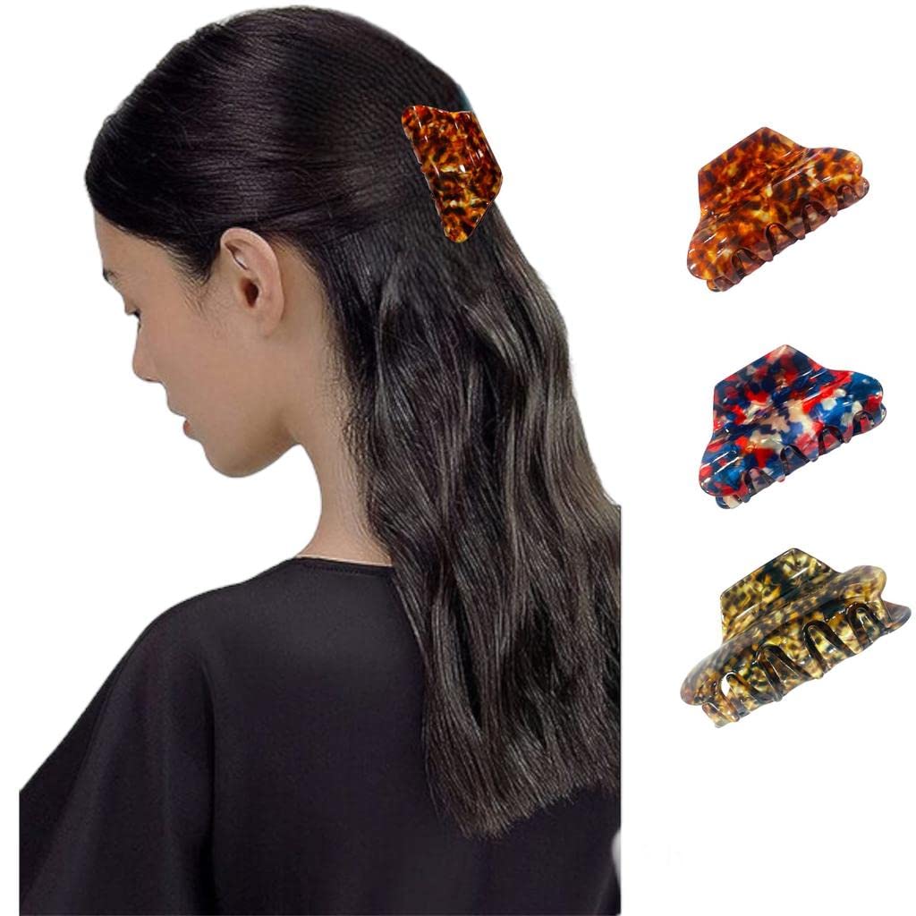 Glamifirsto 3-Piece Hair Claw Clips Set - Banana Clip & Tortoise Barrettes - French Design Celluloid Hair Accessories for Women & Girls - Perfect for Updos, Ponytails & Everyday Styling