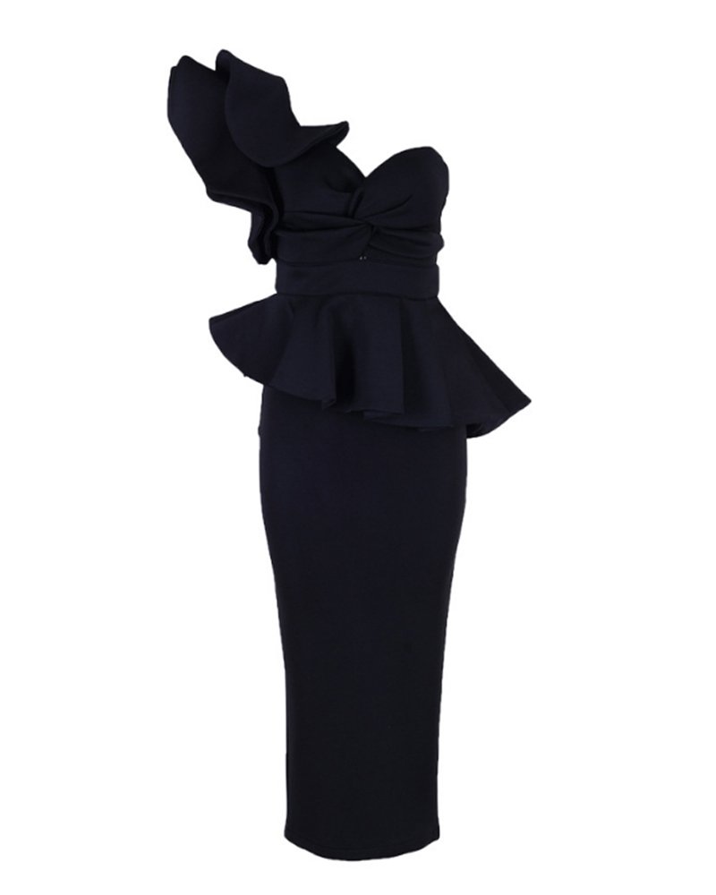 Sexy One Shoulder Backless Mermaid Dress for Women - Elegant Ruffle Summer Dress for Party, Wedding, Cocktail & Evening Occasions